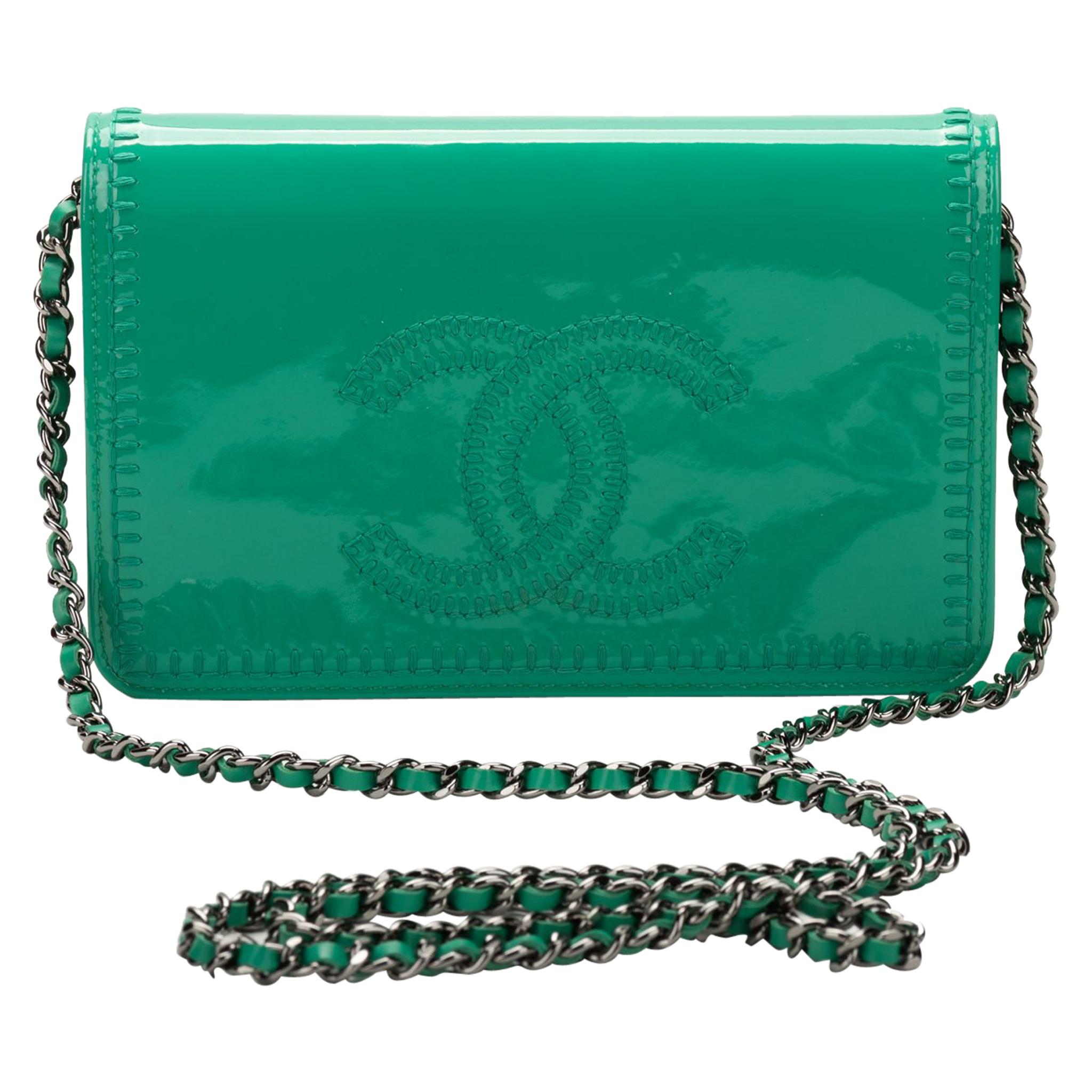 Chanel Emerald Green Patent Cross Body Bag