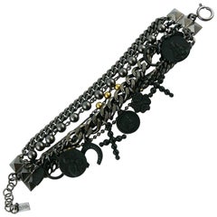 Jean Paul Gaultier Multi Chain Gothic Charm Bracelet