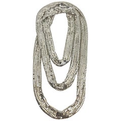 1970s Silver mesh 70" long Necklace from Elsa Martinelli