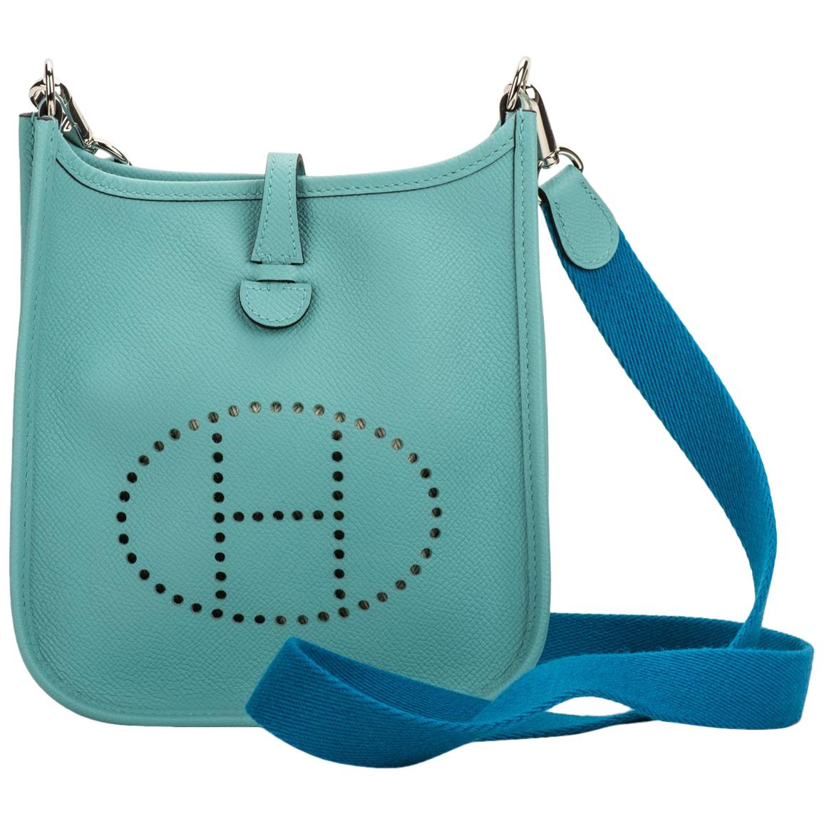 Hermes Mini Evelyne Blue Atolle Zanzibar shoulder bag