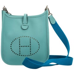 Hermes Mini Evelyne Blue Atolle Zanzibar shoulder bag