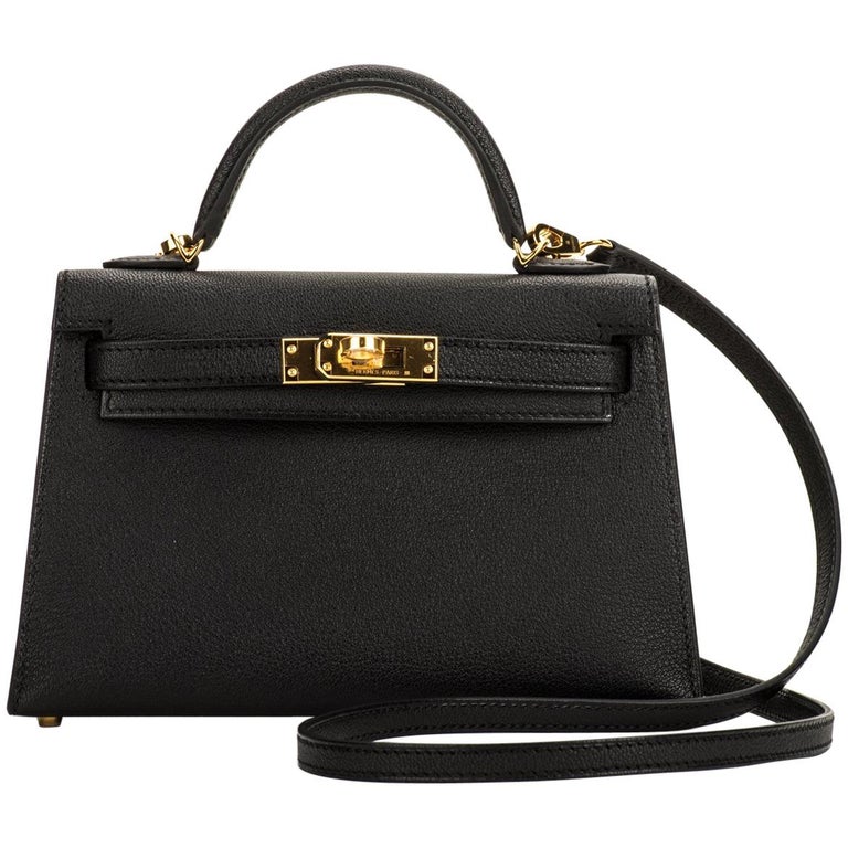 Black Leather Inspired Mini Kelly Bag | Luxury Small Handbag Black