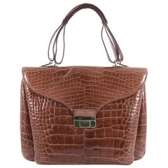 Valentino Flap Lock Shoulder Bag Crocodile Medium 