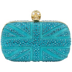 Alexander McQueen Britannia Union Jack Skull Blue Suede