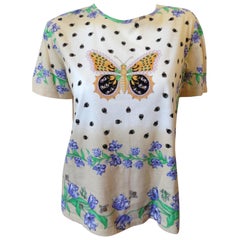 Vintage St. John 80s Sport Butterfly Printed T-Shirt