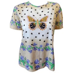 Vintage St. John 80s Sport Butterfly Printed T-Shirt 