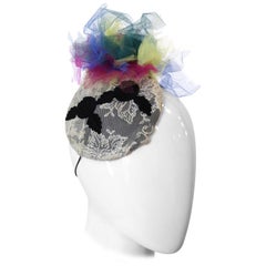 Vintage 1980s Selima By V Lace Multicolored Madonna Tulle Fascinator 