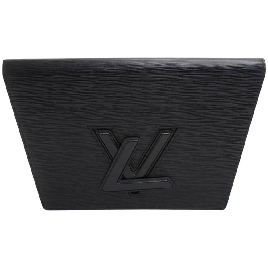 Vintage Louis Vuitton Trapeze GM Black Epi Leather Clutch Bag
