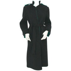 Lancetti Roma Vintage Black and Green Wool Coat 1970s