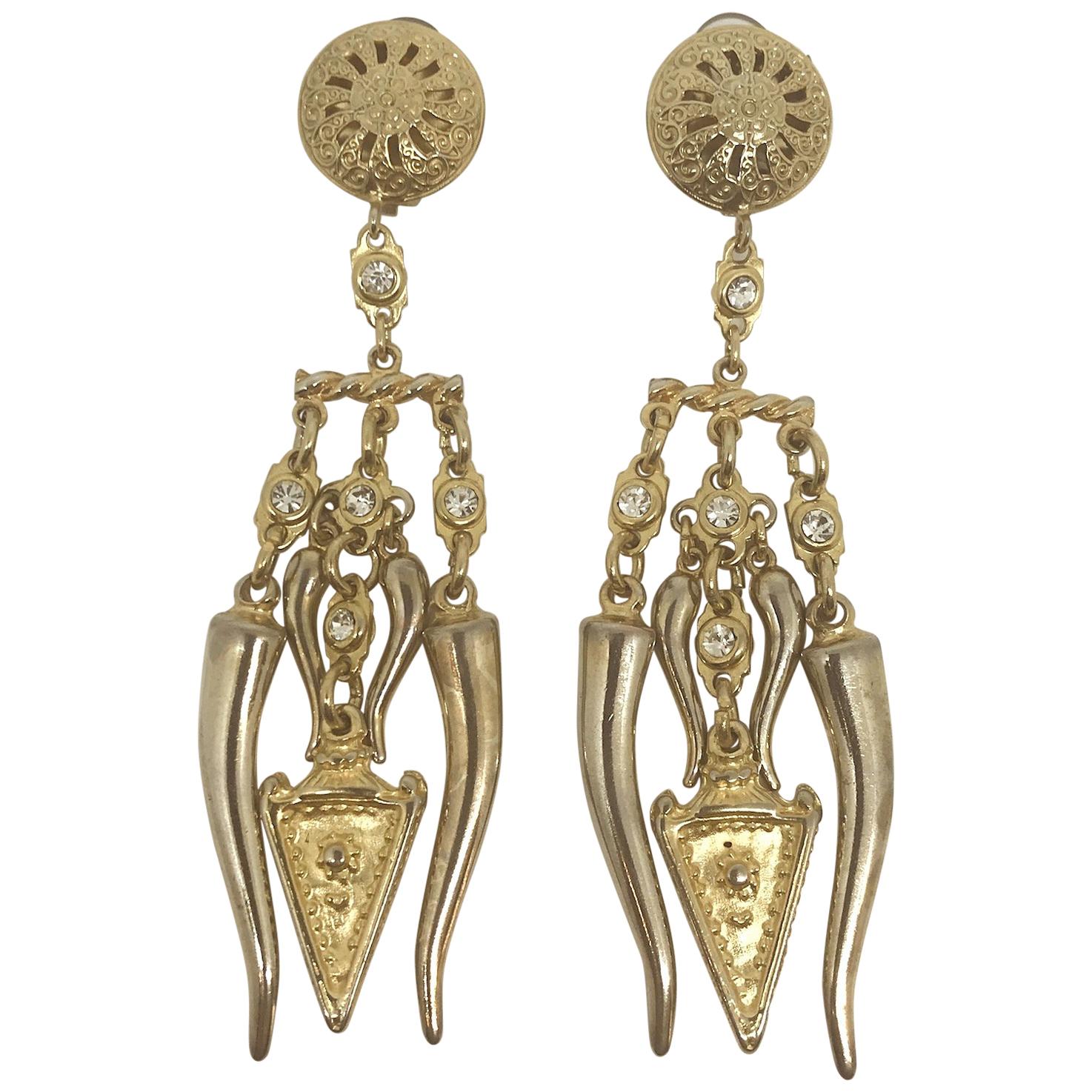Carlo Zini 4.5" long Etruscan style earrings from Elsa Martinelli's collection