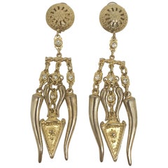 Carlo Zini 4.5" long Etruscan style earrings from Elsa Martinelli's collection