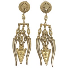 Carlo Zini 4.5" long Etruscan style earrings from Elsa Martinelli's collection