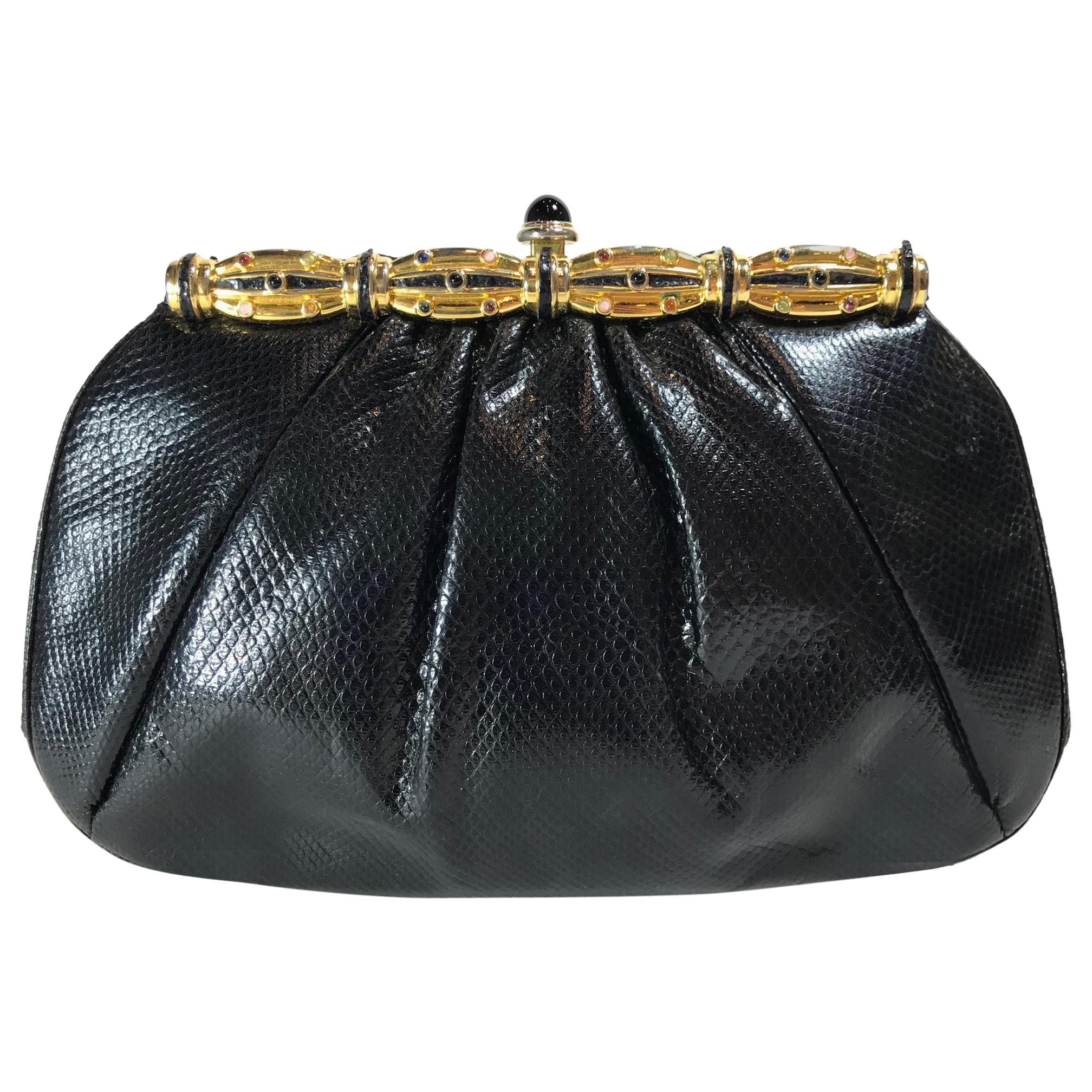 Judith Leiber Karung Pleated Frame Clutch For Sale