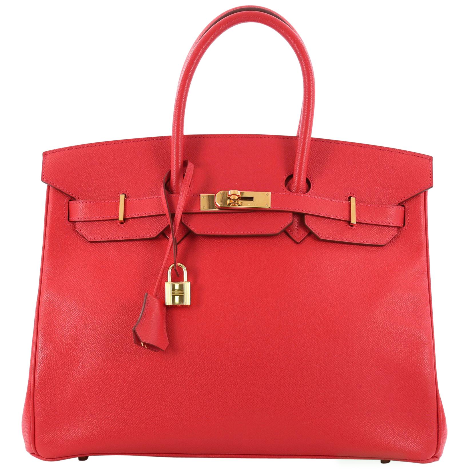 Hermes Birkin Handbag Rouge Vif Epsom with Gold Hardware 35