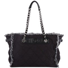 Chanel Logo Chain Tote Quilted Nylon Medium