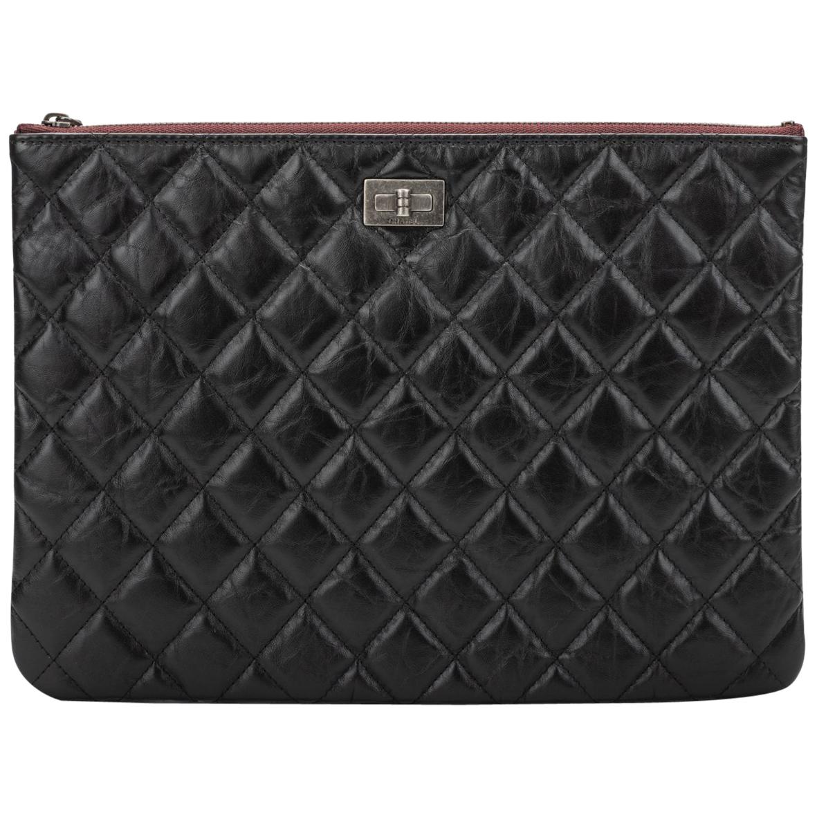 New in Box Chanel  Black Reissue Leather Clutch Bag