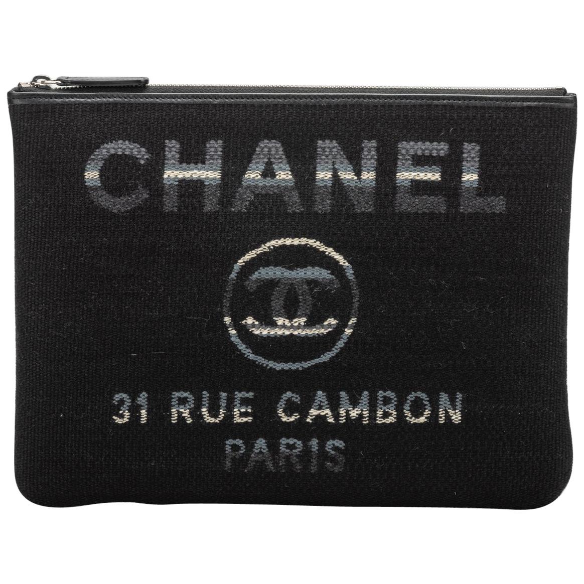 New in Box, Chanel Medium Black Striped Clutch Bag