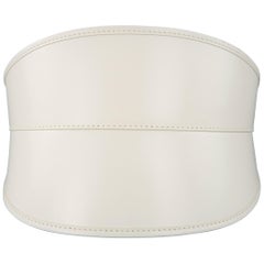 Alexander McQueen White Leather Corset Waist Belt