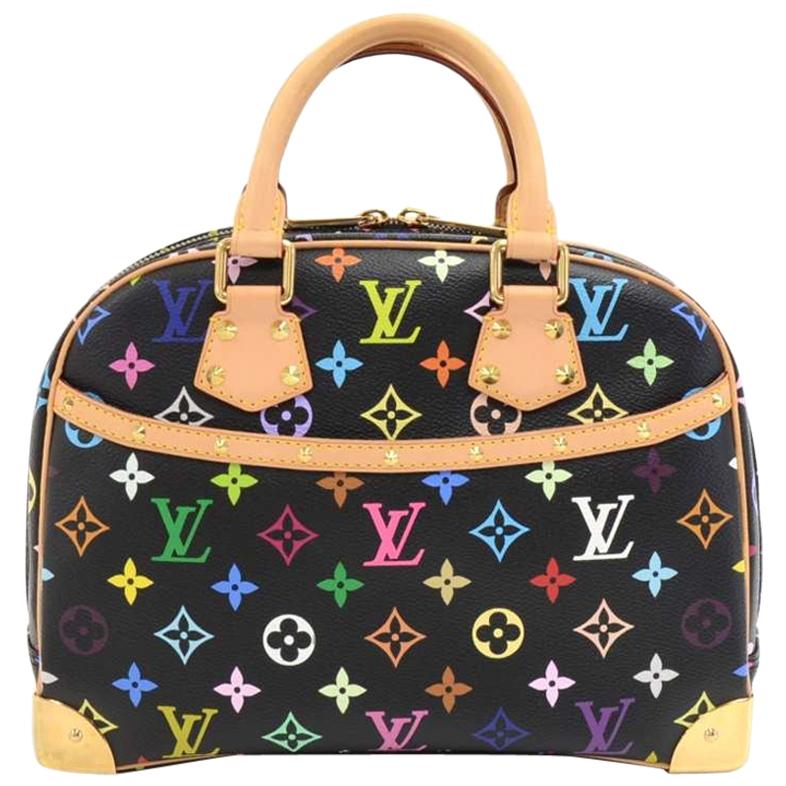 Louis Vuitton Trouville Black Multicolor Monogram Canvas Hand Bag For Sale