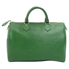 Retro Louis Vuitton Speedy 30 Green Epi Leather City Hand Bag