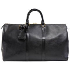 Vintage Louis Vuitton Keepall 45 Black Epi Leather Duffle Travel Bag