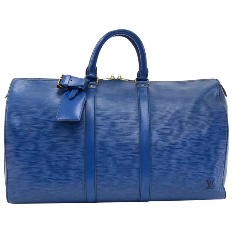 Vintage Louis Vuitton Keepall 45 Blue Epi Leather Duffle Travel Bag For  Sale at 1stDibs