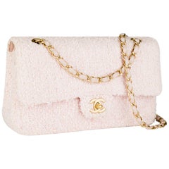 Chanel Timeless Classic Medium Double Flap Shoulder Bag Pink Pistachio  Multicolor Boucle Tweed 2004/05