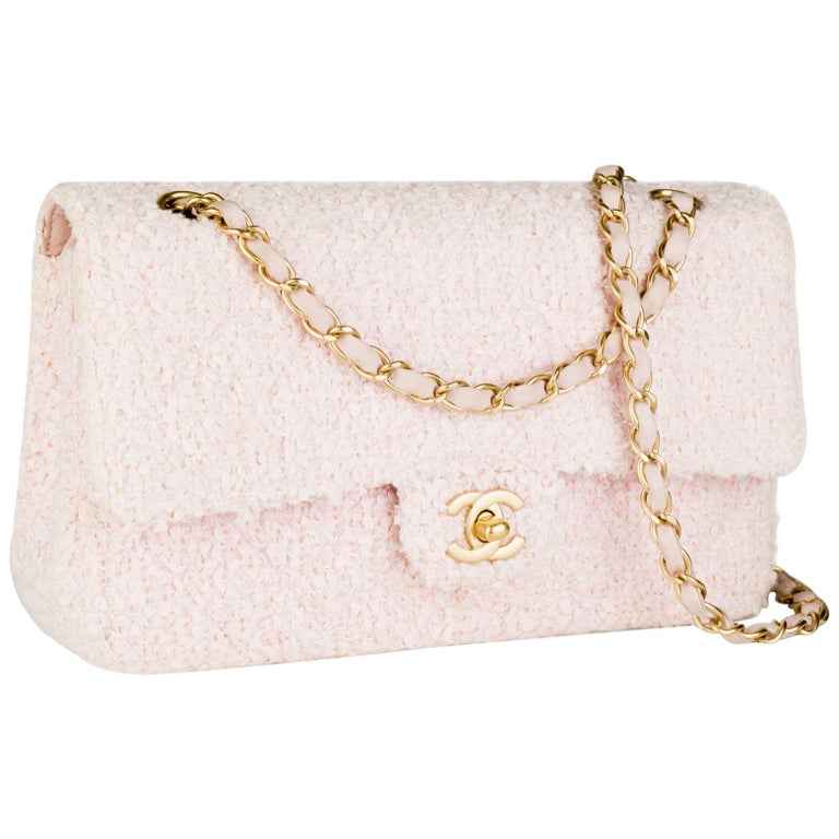 Chanel Vintage Rare Light Pink & White Medium Classic Single Flap