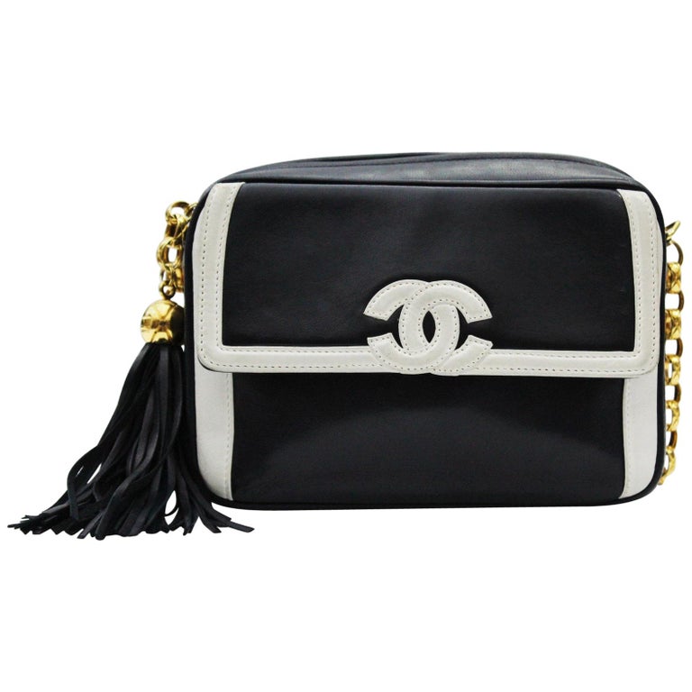 Chanel Blue and white Leather Camera Bag, 1990s at 1stDibs