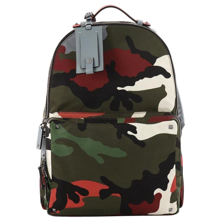 Valentino Camouflage Backpack Nylon And Leather Large