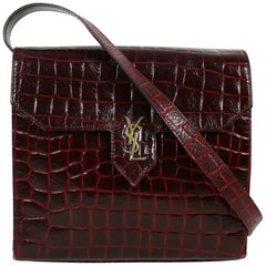 Yves Saint Laurent YSL Vintage Croc Embossed Leather Bag Clutch