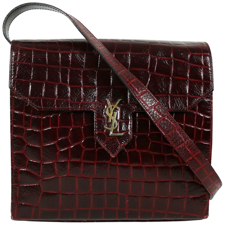 Yves Saint Laurent YSL Vintage Croc Embossed Leather Bag Clutch at 1stDibs  | ysl croc embossed leather chain clutch, ysl croc clutch, ysl vintage  leather bag