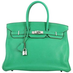 Hermes Birkin Handbag Menthe Clemence with Palladium Hardware 35 