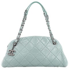 Chanel Just Mademoiselle Handbag Quilted Iridescent Leather Medium