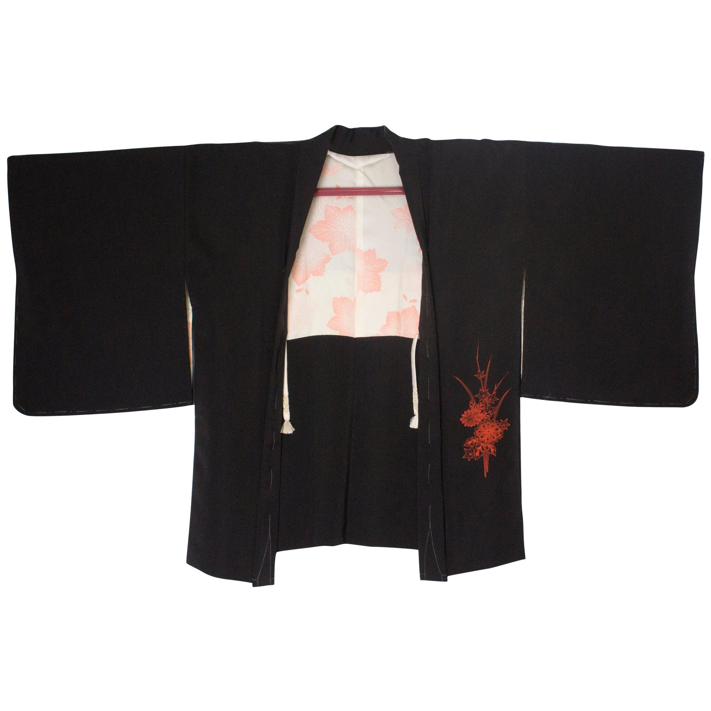 Kimono noir avec broderie