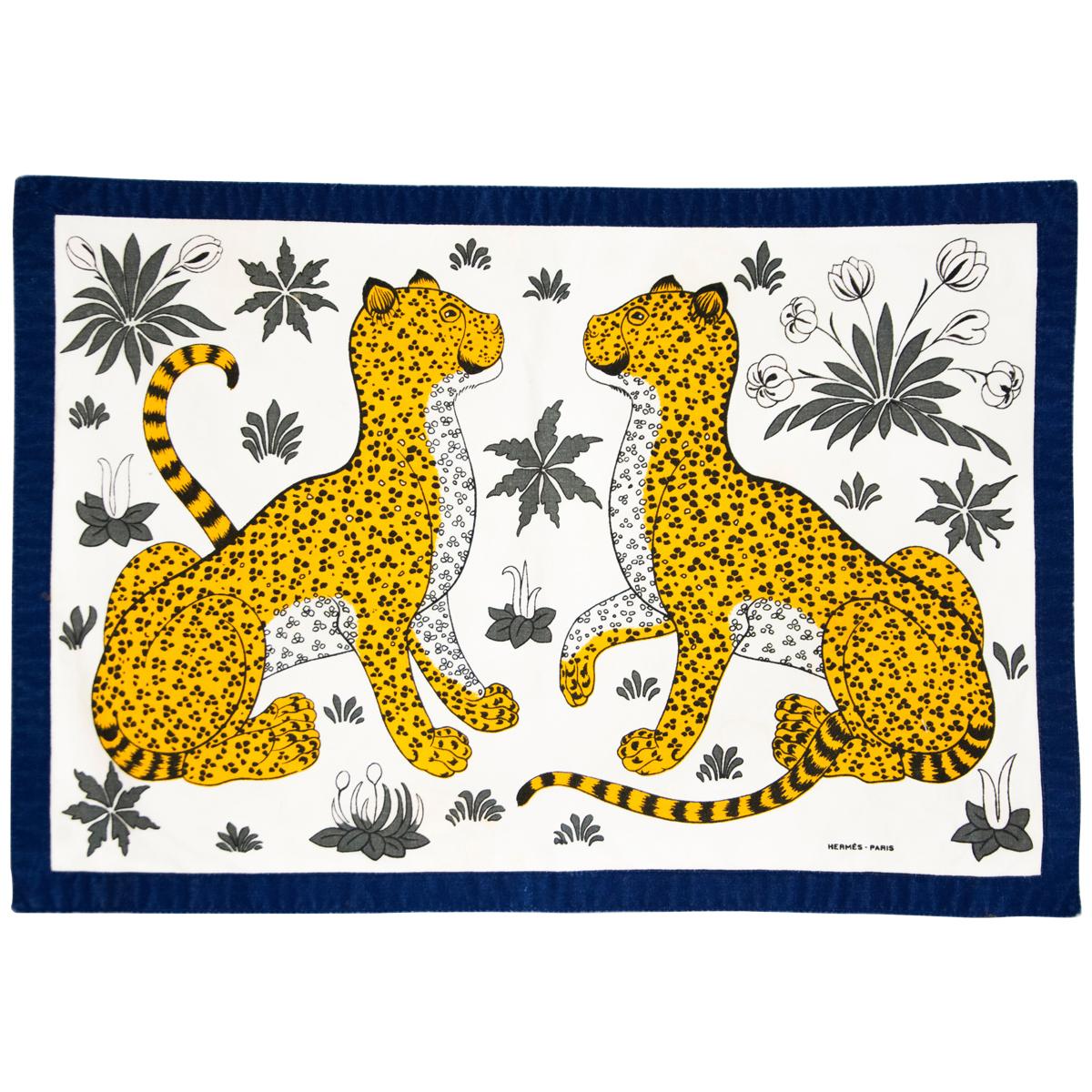 Hermès rare cheetah placemats, 80s For Sale
