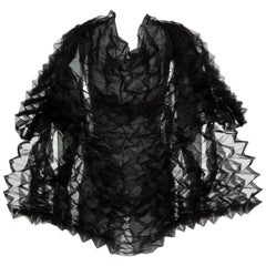 Issey Miyake Fette Black Organza Cape Top