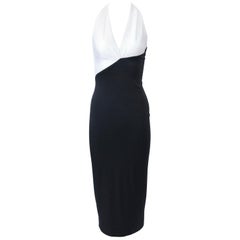 Karl Lagerfeld Black and White Jersey Halter Dress