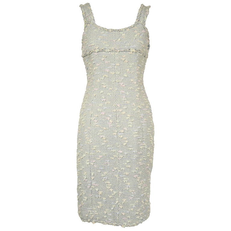 Chanel Light Blue Patel Tweed Dress Size FR 36 at 1stDibs