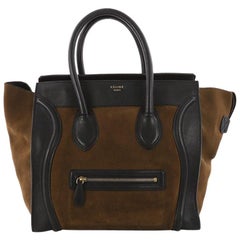 Celine Bicolor Luggage Handbag Suede Mini