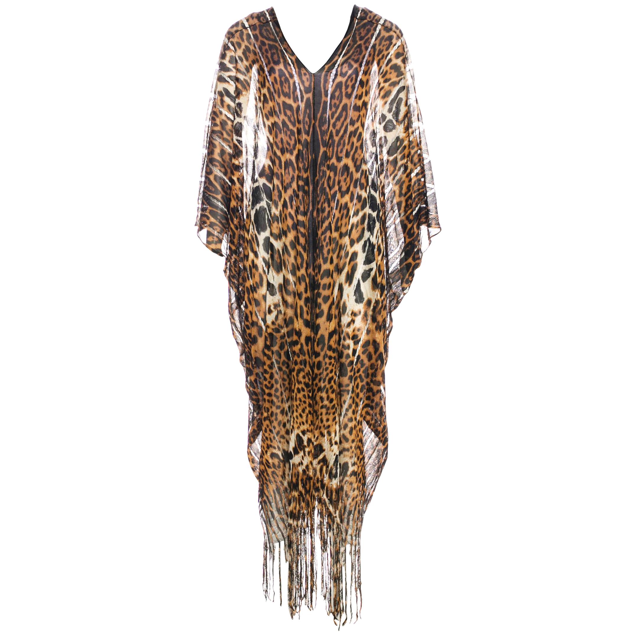 Tom Ford for Yves Saint Laurent Cheetah Silk Fringed Sexy Caftan, S / S 2002 