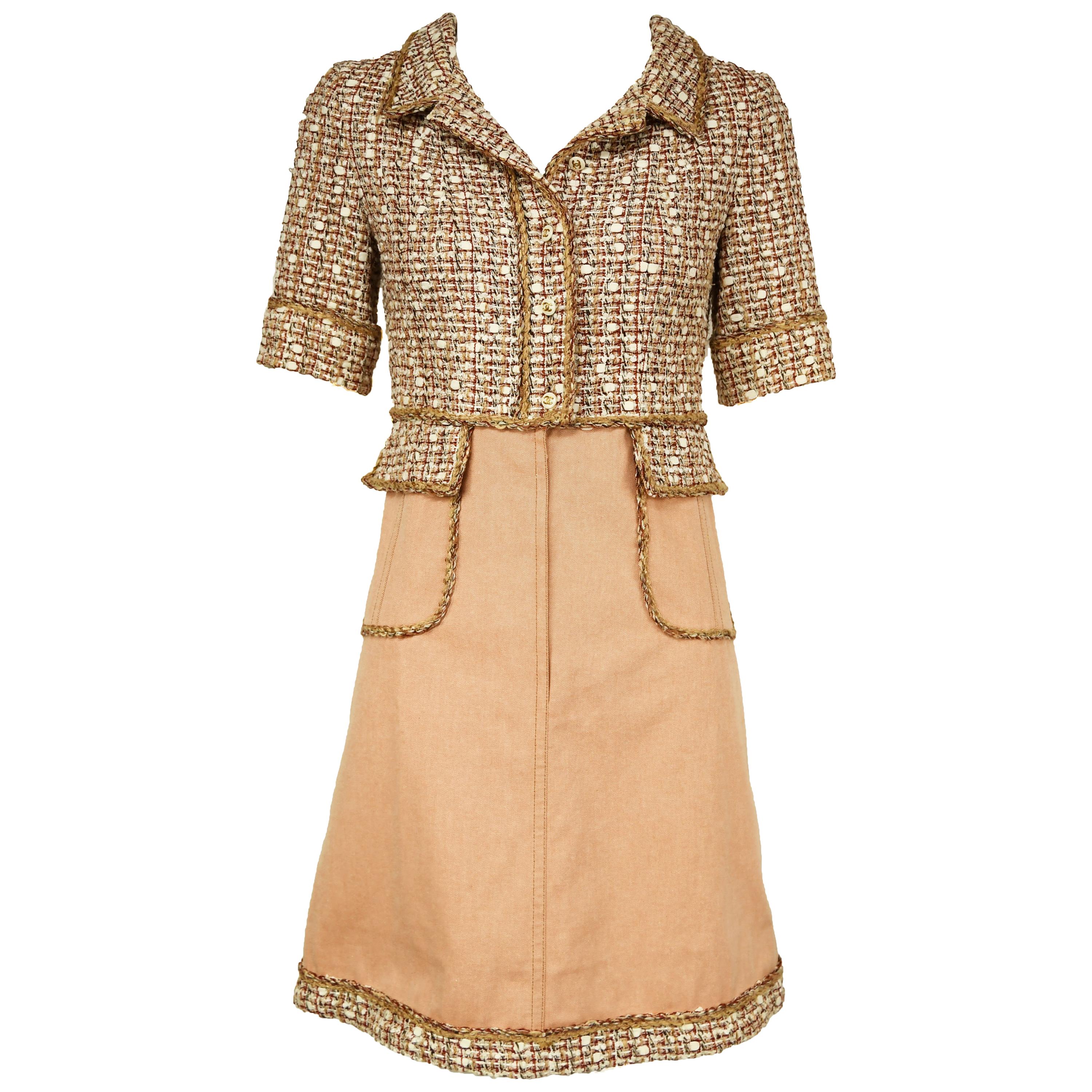 Chanel Tweed & Twill A-Line Dress - Size FR 34