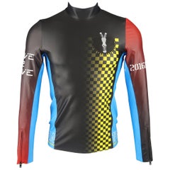 MAISON MARTIN MARGIELA Size XS Black Color Block Bike Racing Print Shirt