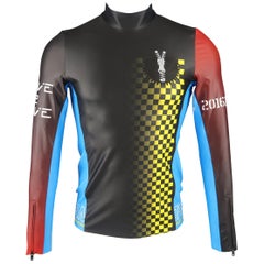 MAISON MARTIN MARGIELA Size XS Black Color Block Bike Racing Print Shirt