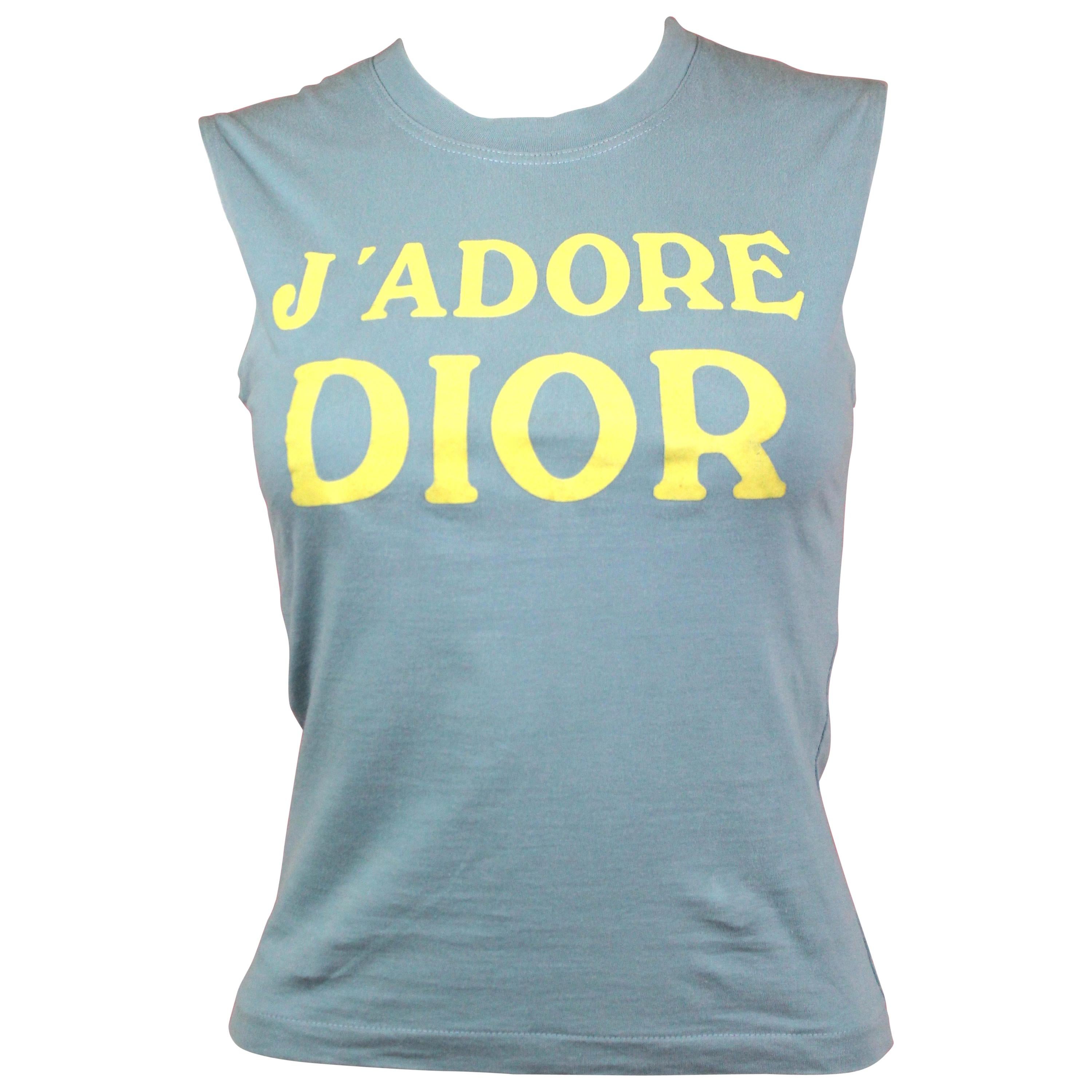 Christian Dior "J'adore" Dior Light Blue Tank top, A/W 2001 , size 4 US