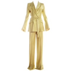 John Galliano yellow satin flared evening pant suit, circa 1995 - 1999