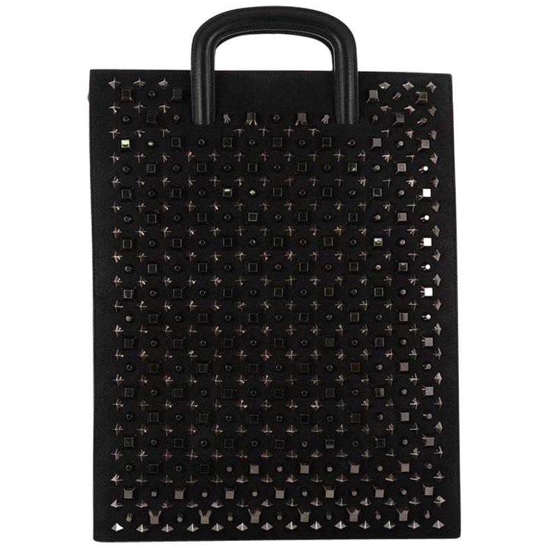 Christian Louboutin Trictrac Portfolio Bag Leather and Spiked Leather Large