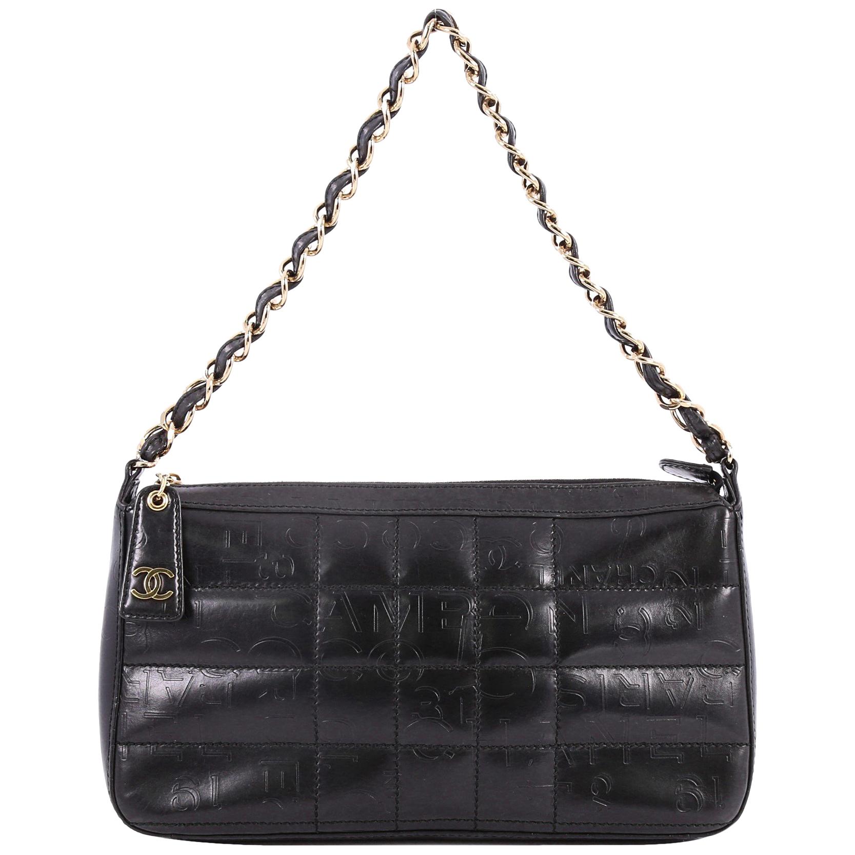 Chanel Square Quilt Shoulder Bag Embossed Lambskin Medium