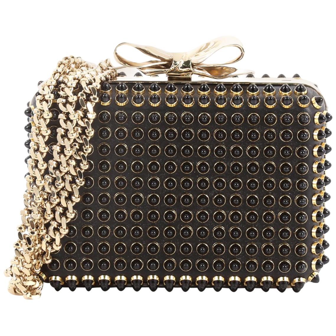 Christian Louboutin Fiocco Box Cabo Clutch Spiked Leather