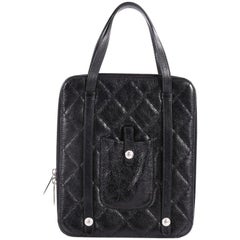 Chanel iPad Top Handle Bag Quilted Glazed Calfskin Medium